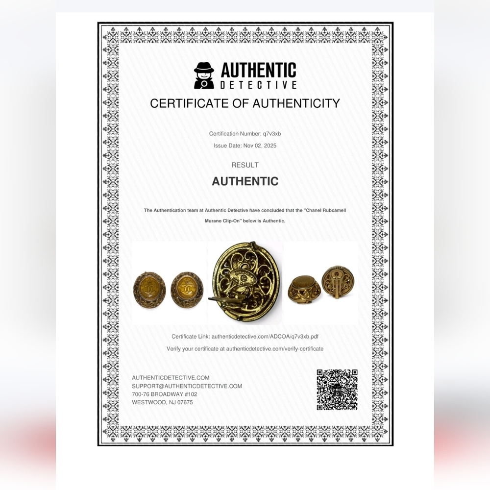 Chanel 24k Gold Plated Rubcamell Murano Clip-On Earrings Full Inclusion & COA - Picture 4 of 11